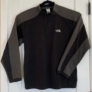 North Face Mens Large Black Gray Quarter Zip Thermal Fleece Pullover‎ Sweatshirt